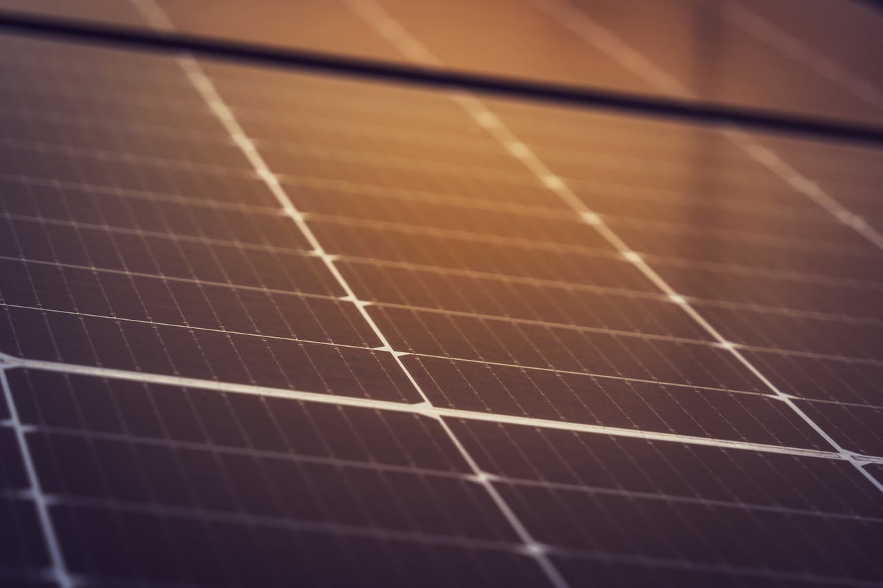 Close-up view of solar panels in Steiermark, Austria, showcasing clean energy technology.